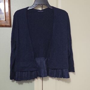 Tommy Hilfiger Navy Cardigan with Pleated Hem